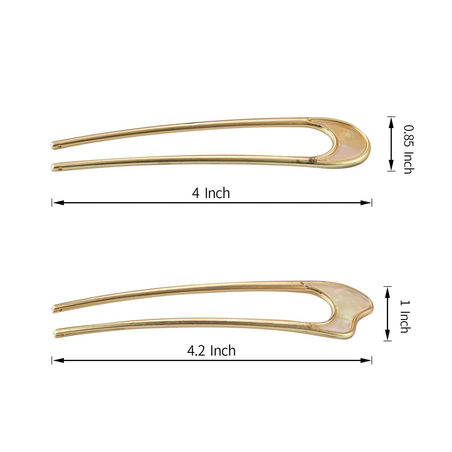 U-Shaped Hair Pins Metal Vintage Hair Sticks French Hair Pin Hairstyle Chignon for Women Girls, 2PCS-Style 1