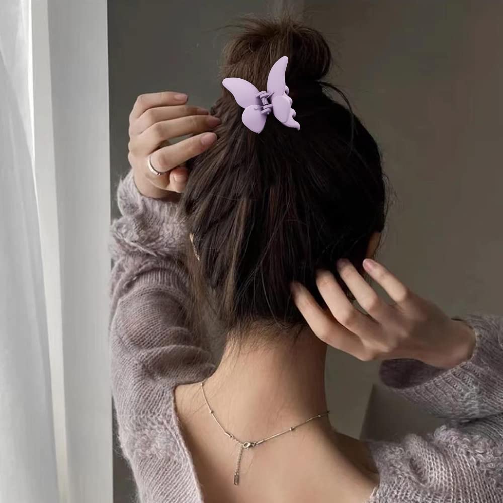 Atoden Butterfly Hair Clips - 4 Pcs Cute Non-Slip Clamps With Strong Grip For Women And Girls, 2.6'' Matte Jaw Clips For Thin An