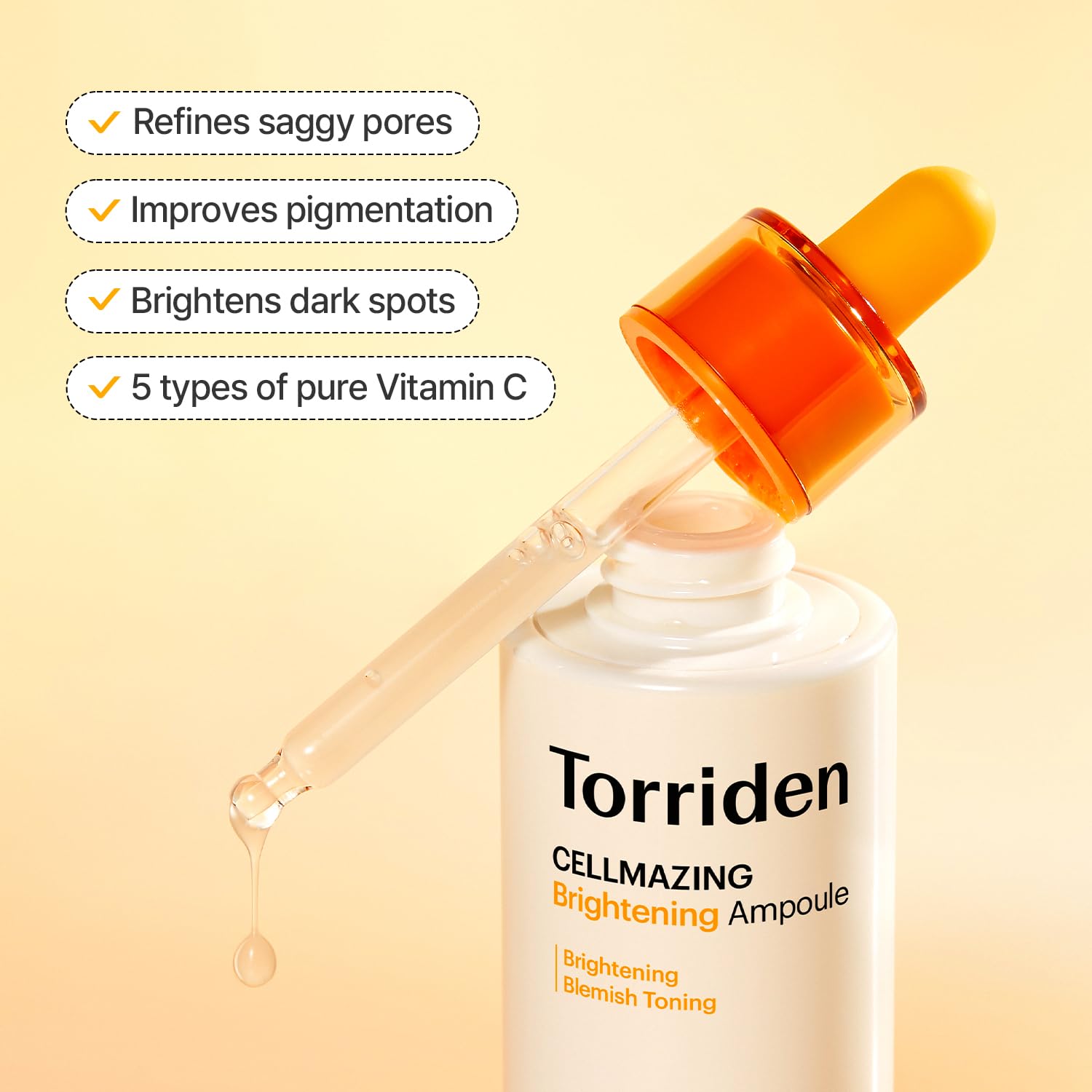 Torriden Cellmazing Vita C Ampoule 1.01 Fl. Oz | Refining Sagging Pores And Skin Texture With 5D Vitamin C, A Seaweed Complex, A