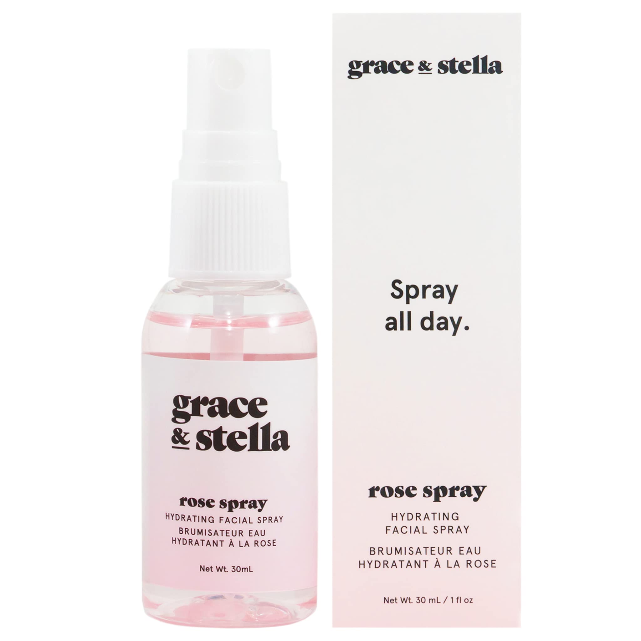 Grace & Stella Award Winning Rose Water Facial Spray (30Ml) - Vegan - Rose Water Spray Toner For Face - Rose Spray Facial Mist -