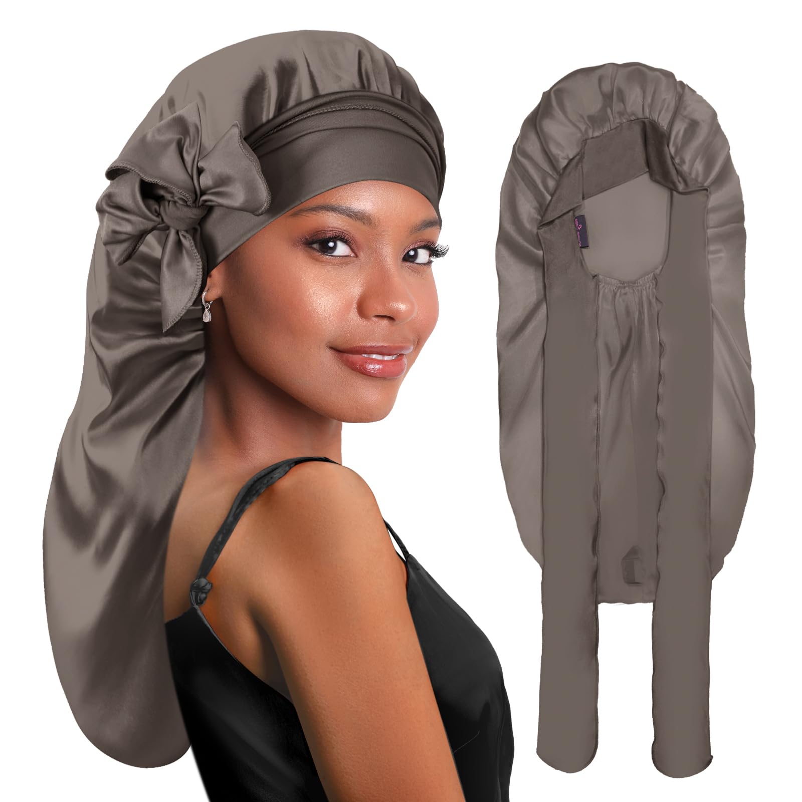 BONNET QUEEN Silk Bonnet for Sleeping Satin Bonnet Braid Bonnet Foldable Large Bonnet for Braids Hair Bonnet with Tie Band for W