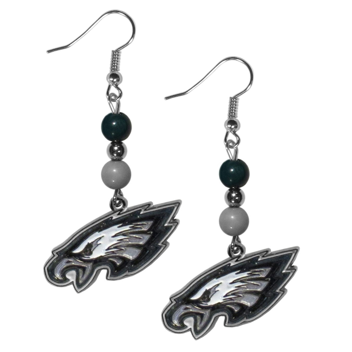 NFL Siskiyou Sports Womens Philadelphia Eagles Fan Bead Dangle Earrings One Size Team Color,black