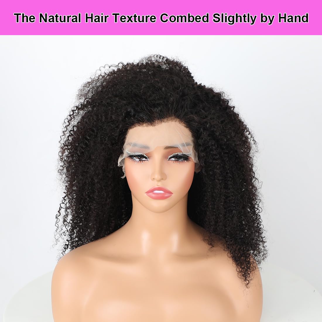 Domiso 13X6 Curly Afro Lace Front Human Hair Wigs Afro Kinky Curly Transparent Lace Front Wigs Deep Parting 200% Density Afro Wi