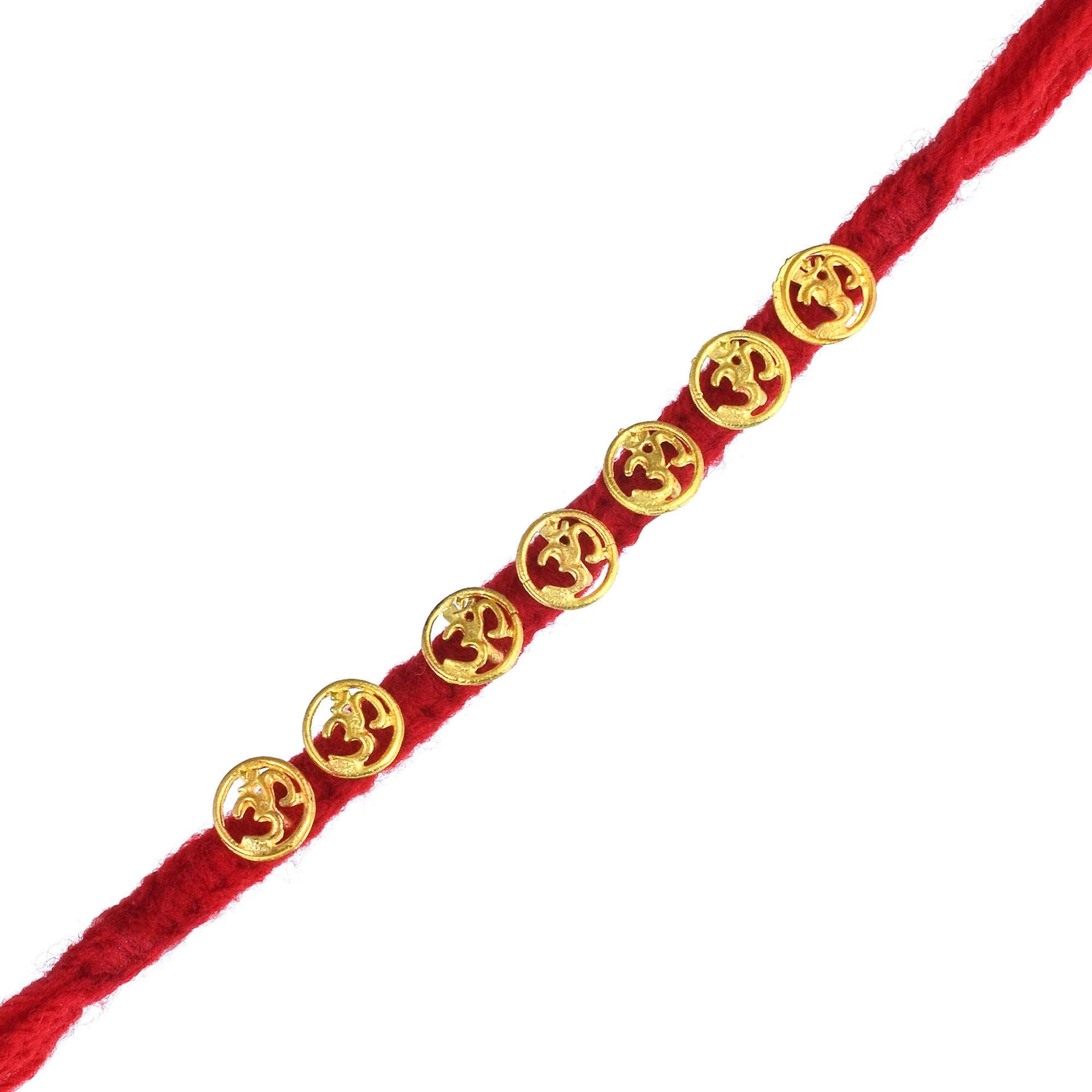 Dulci Made Of Brass Golden Om Raksha Bandhan Red Thread Dora Rakhi Bracelet For Brother Bhaiya