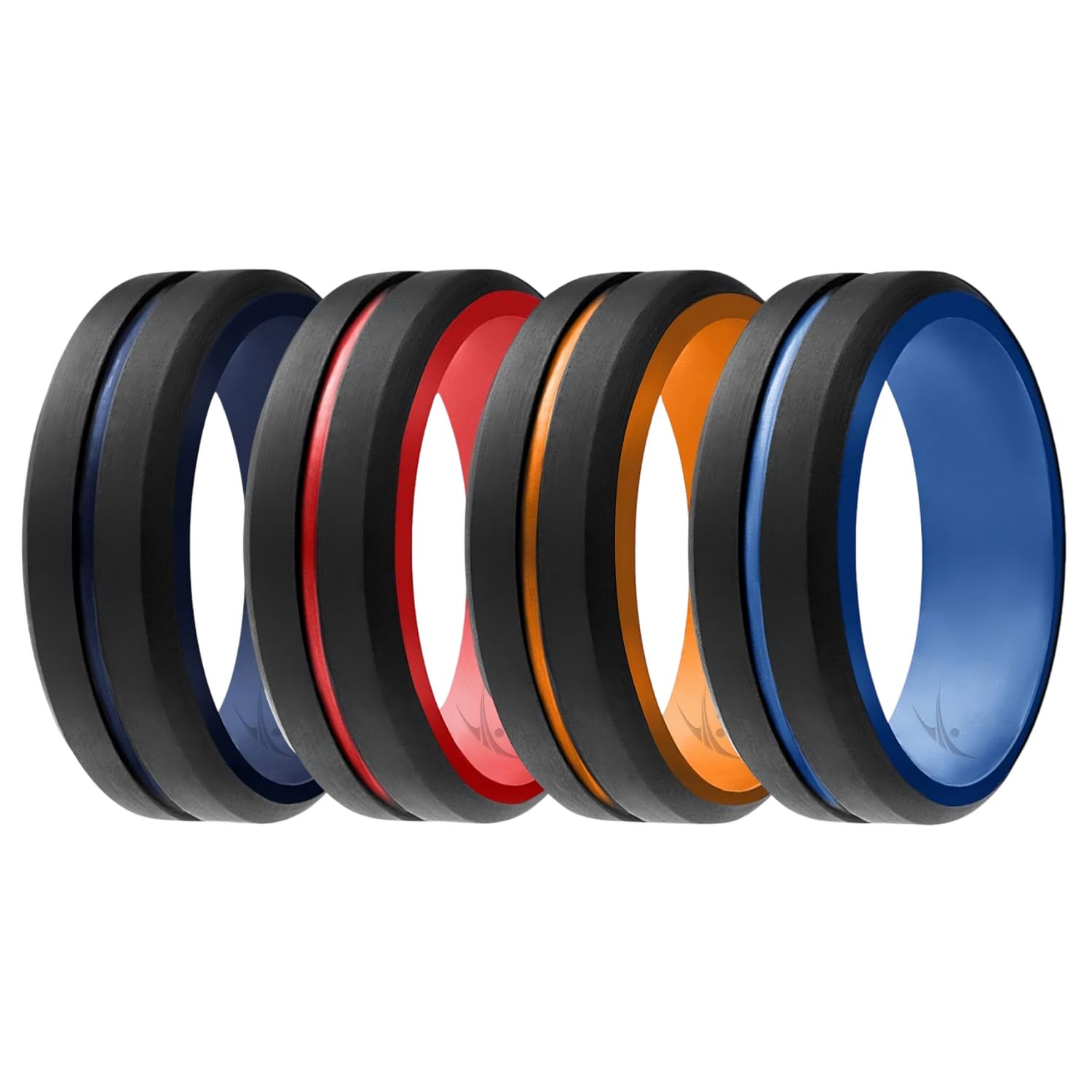 ROQ Silicone Rubber Wedding Ring for Men, Comfort Fit, Mens Wedding Band, Breathable Rubber Engagement Band, 9mm Wide 2mm Thick, Dome Style Duo Collection, Single, Black & Red, Size 11