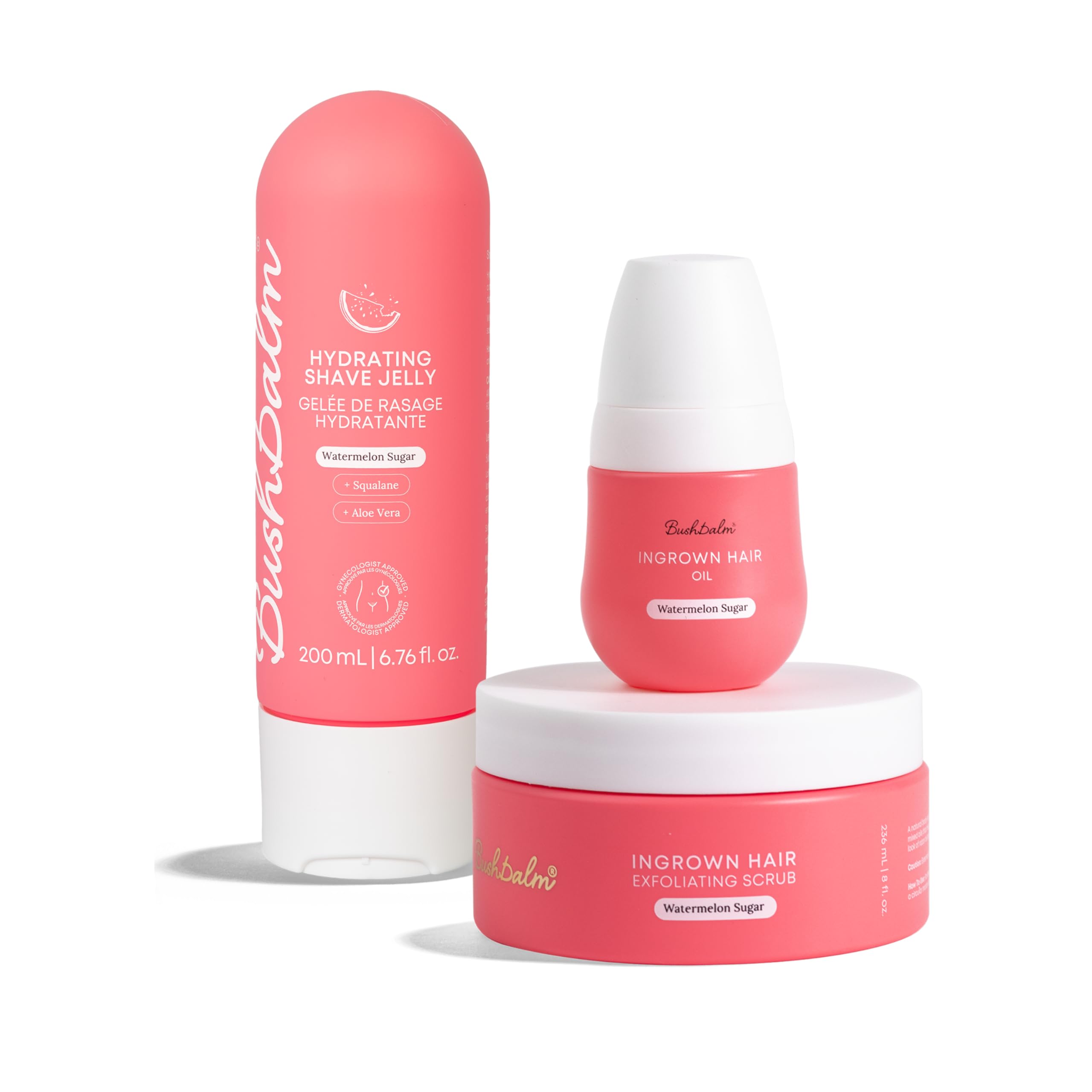 Bushbalm Shaving and Ingrown Hair 3 Step Routine - Reduce Razor Bumps & Hydrate - Shave Jelly, Ingrown Hair Oil and Exfoliating 