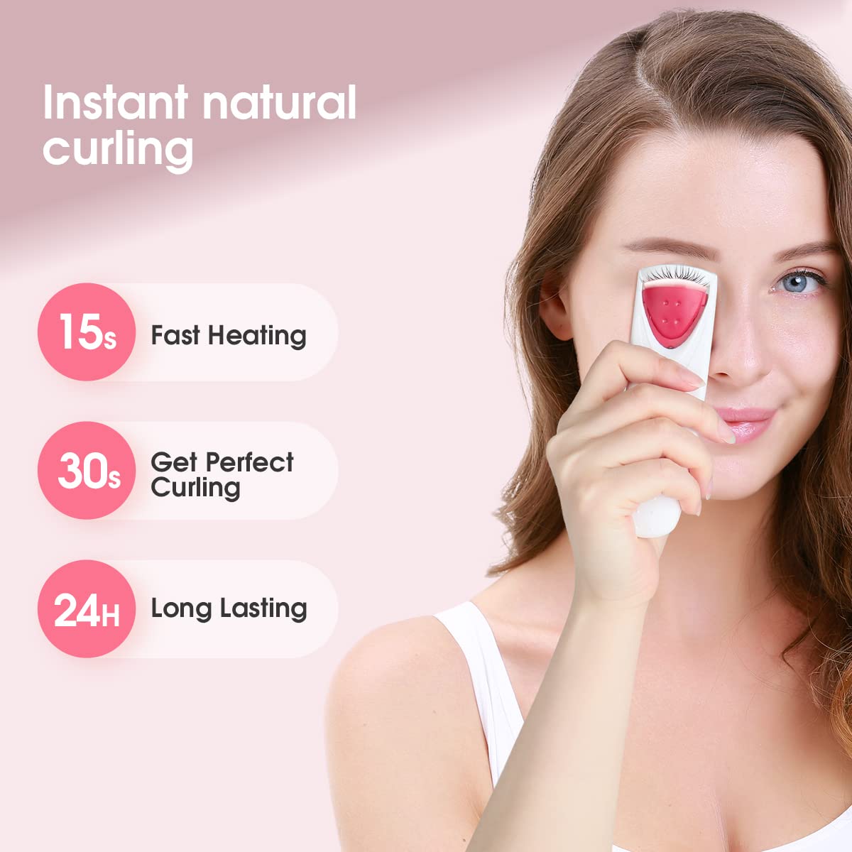 TOUCHBeauty Professional Heated Eyelash Curler with Silicone Refill Pad Curling Tool for Women Long Lasting Eyelashes TB-2003B
