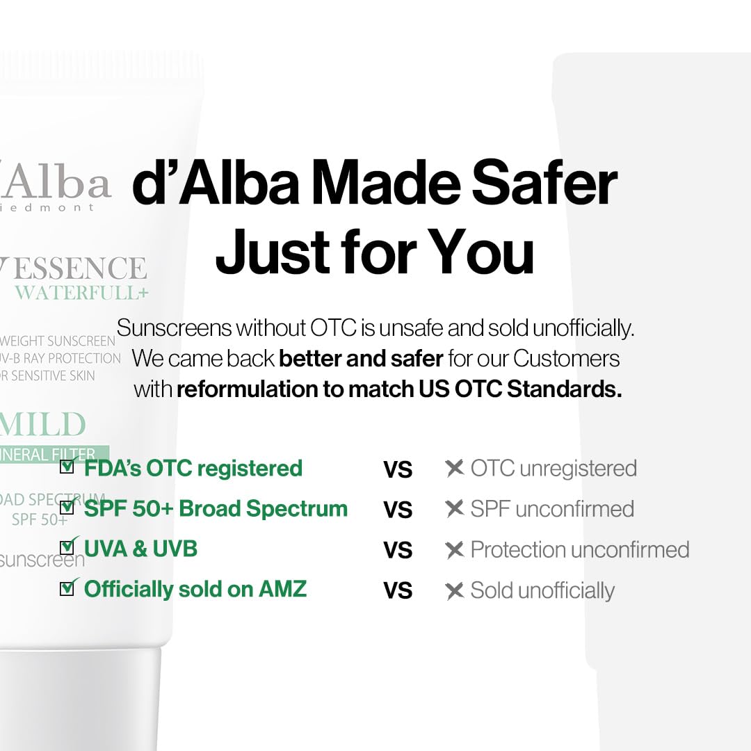 D'Alba Piedmont Italian White Truffle Waterfull Mild Sunscreen, Vegan, Mineral Sunscreen, Broad Spectrum Spf 50+ Non-Nano Sunscr
