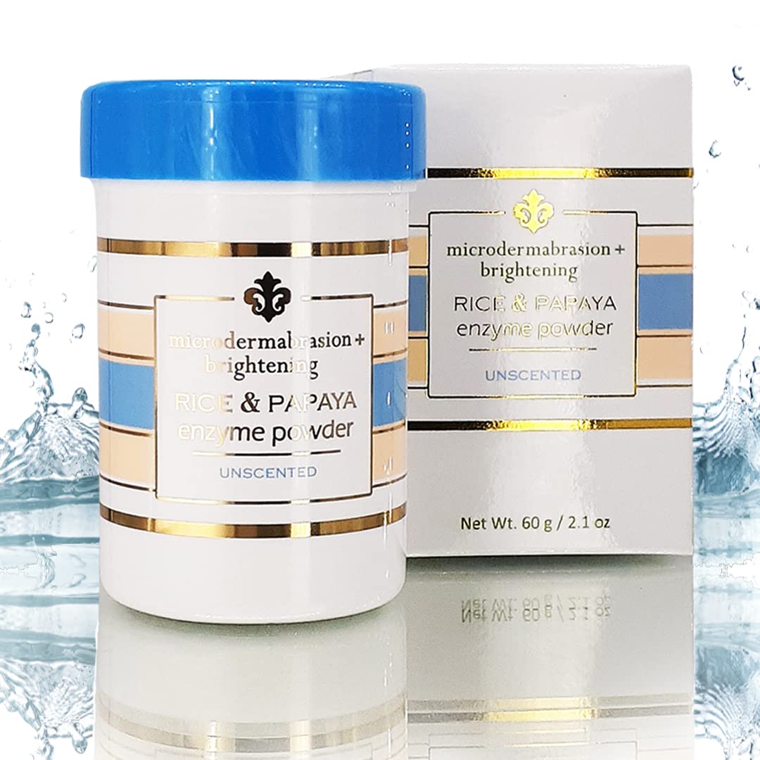 Rice And Papaya Enzyme Powder (Water-Activated) - All Natural Daily Face Exfoliator/Cleanser - Pore Purifying, Anti-Aging, Ingre