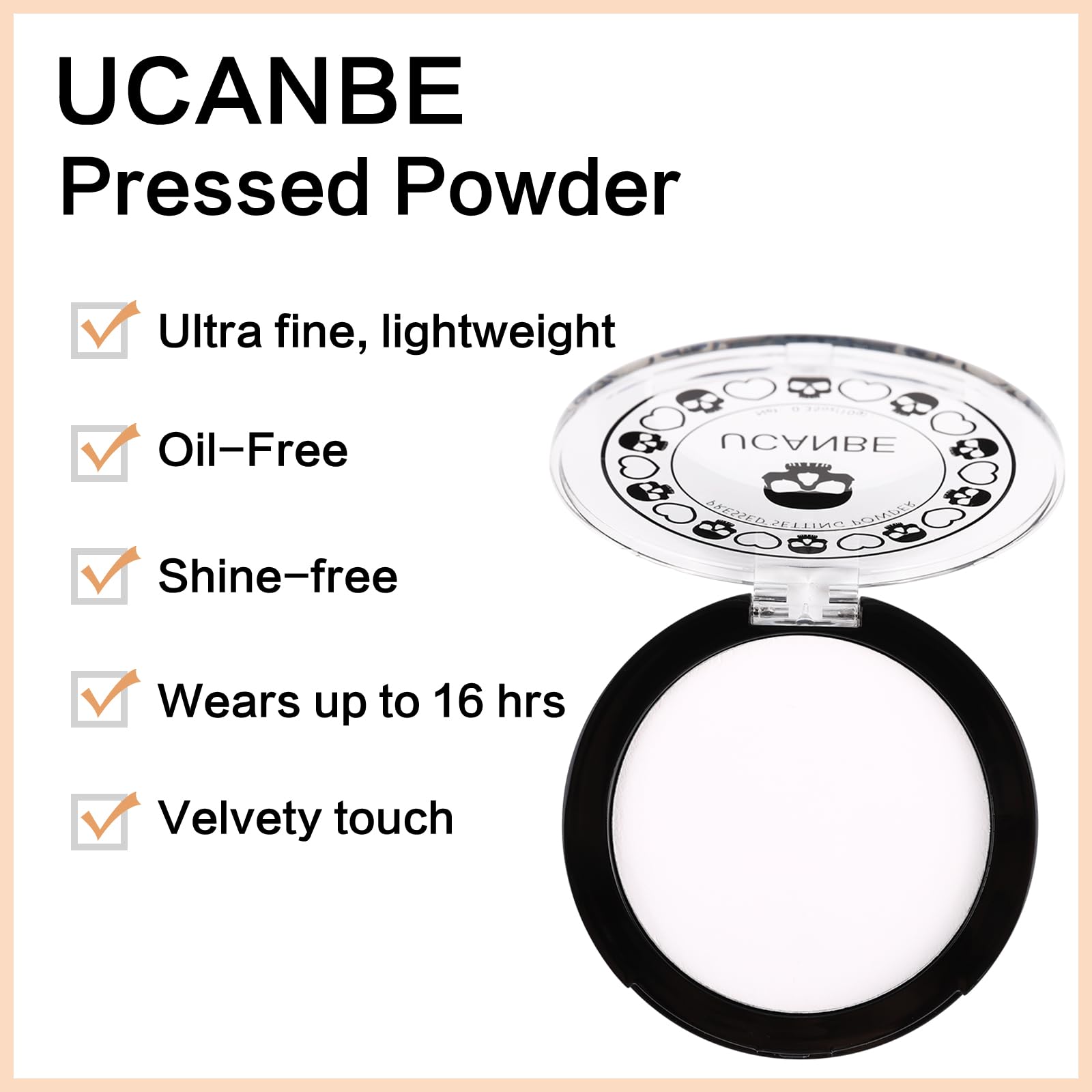 Ucanbe White Pressed Setting Powder For Special Effects & Halloween Makeup, Translucent Matte Finishing Powder, Baking White Fac