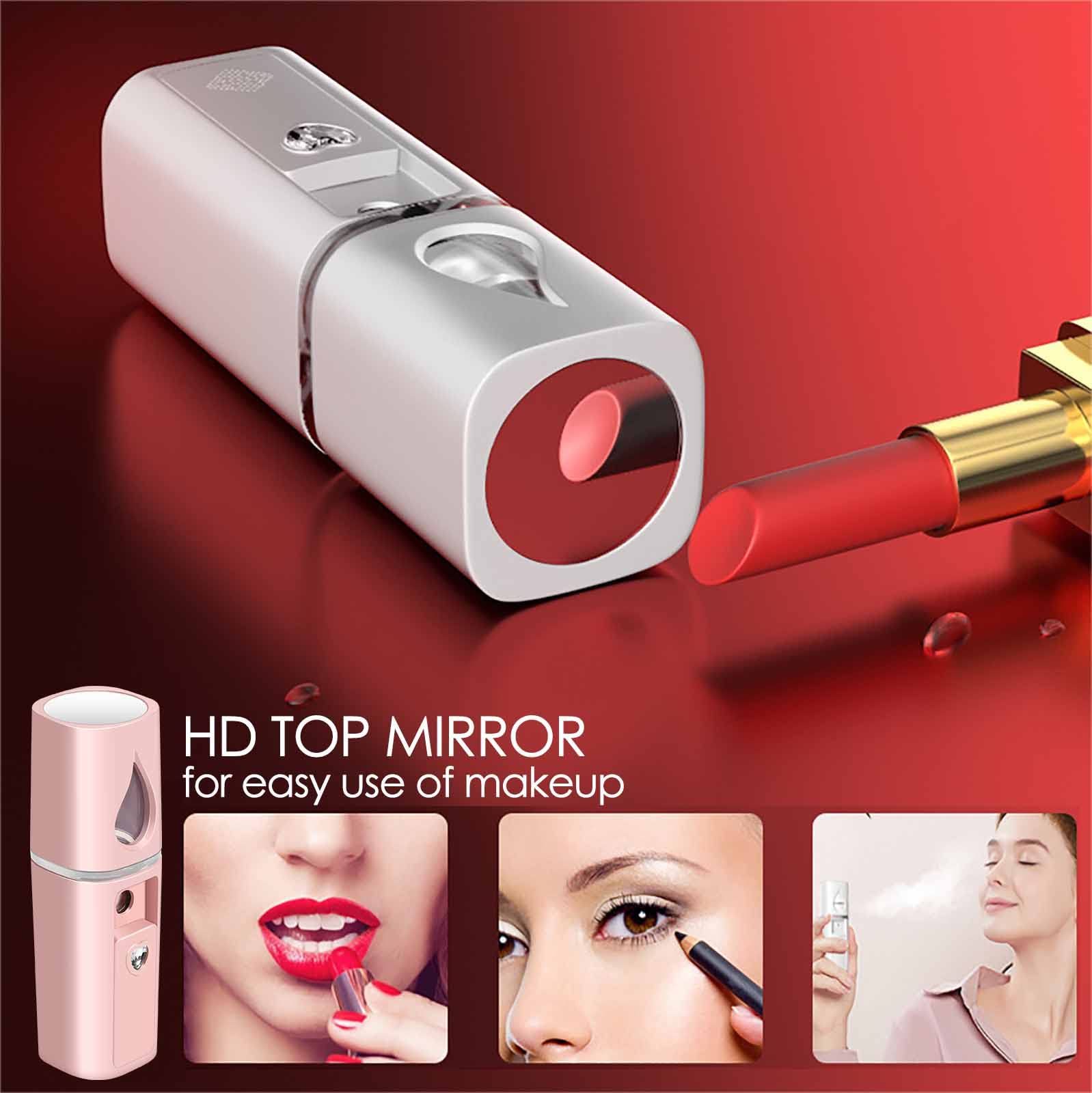 Giverare Nano Facial Steamer, Handy Mini Mister With Mirror, Usb Rechargeable Mist Sprayer, Visual Water Tank Moisturizing&Hydra
