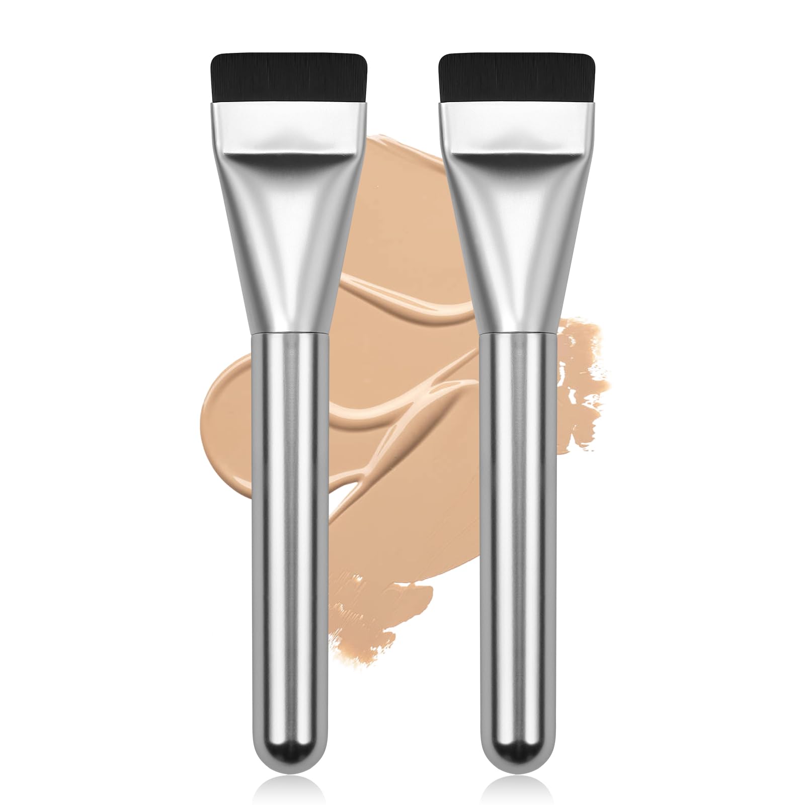Beautyfactor 2Pcs Flat Foundation Brush,Face Mask Brush Makeup Spatula Facial Brush For Liquid Foundation Mask,Premium Face Kore