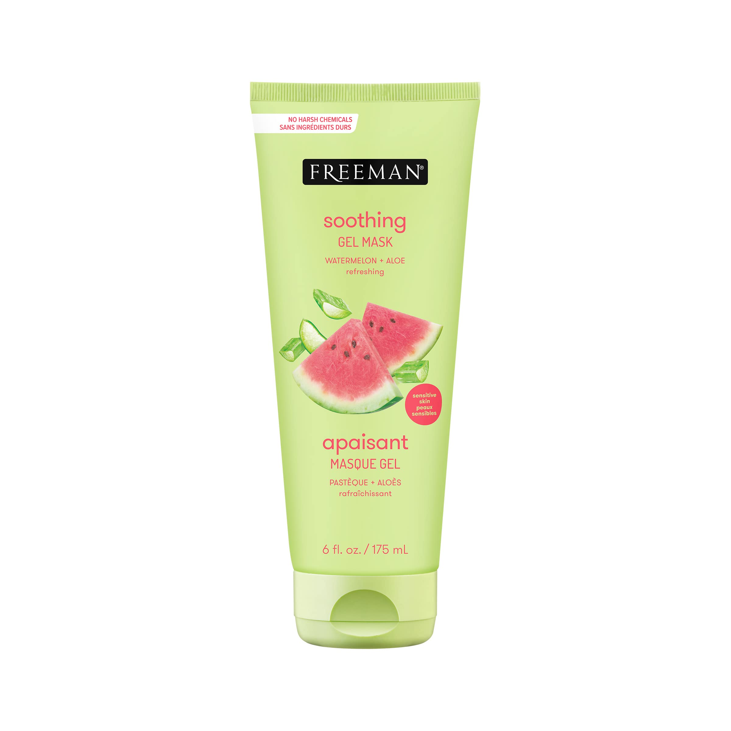 Freeman Soothing Watermelon & Aloe Gel Facial Mask, Hydrates, Nourishes, & Soothes Irritated Skin, Cooling, Calming Gel Face Mas