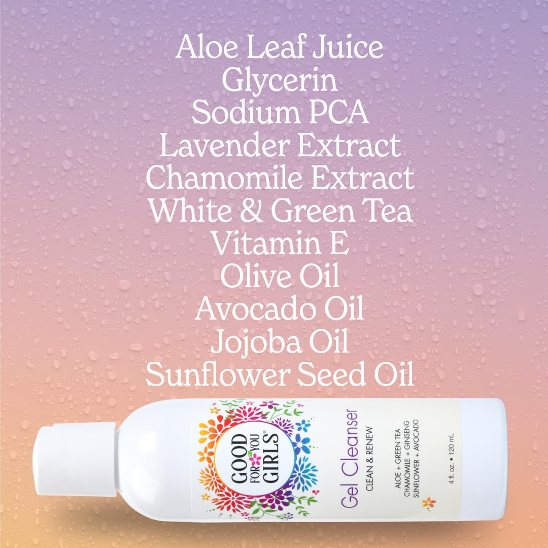Good For You Girls 2 Pack Gel Facial Cleanser, Natural With Aloe, Chamomile, Green Tea, Ginseng, Vitamin E, Ph Balanced, Vegan,