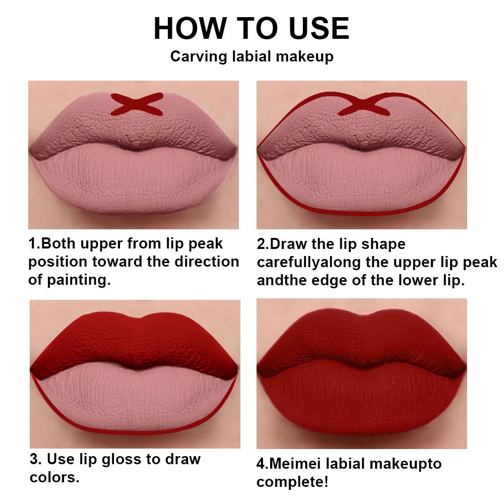 Evpct 2Pcs Dark Red Maroon Matte Lipstick And Lip Liner Makeup Set For Women Dnm Dark Blood Red Liquid Matte Brown Lipstick Lip