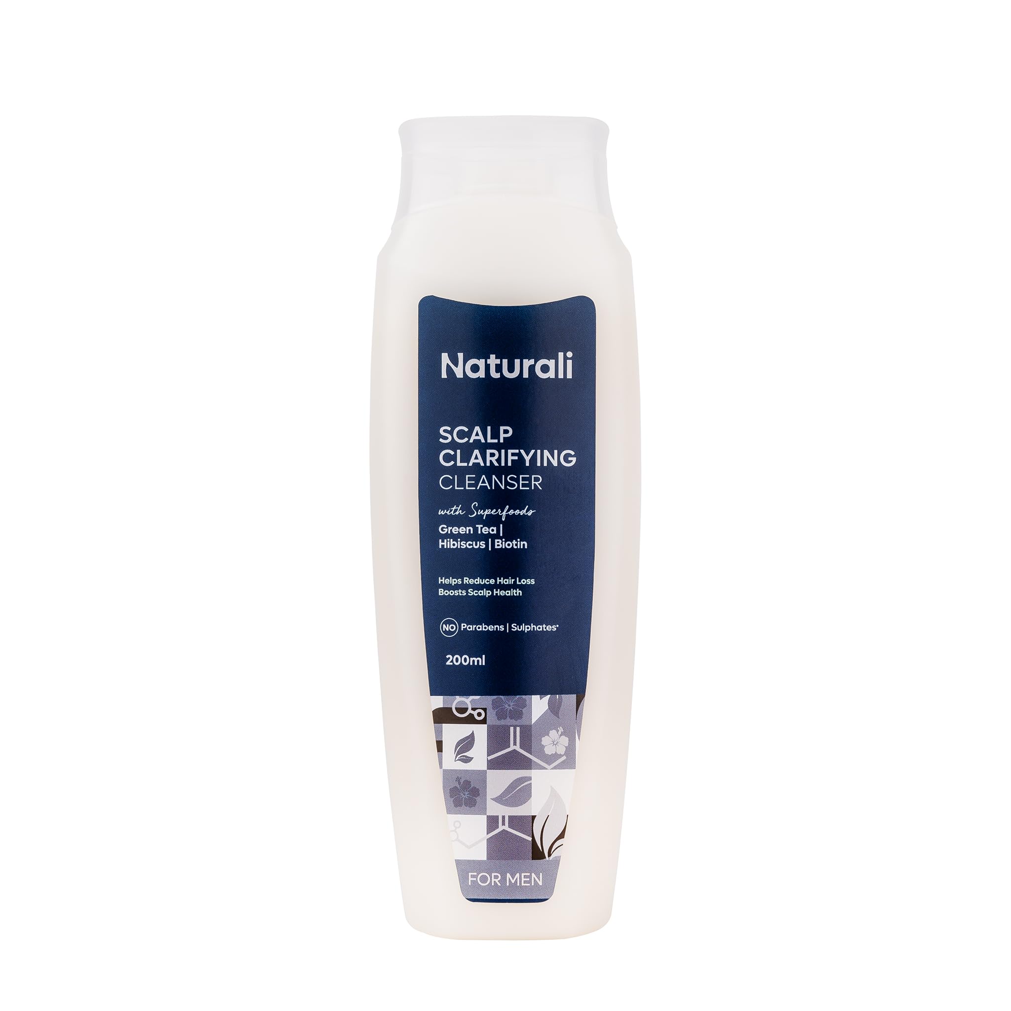 Naturali Scalp Clarifying Anti-Dandruff Shampoo For Men | Derma Approved Shampoo With Green Tea, Hibiscus & Biotin | Reduces Dan