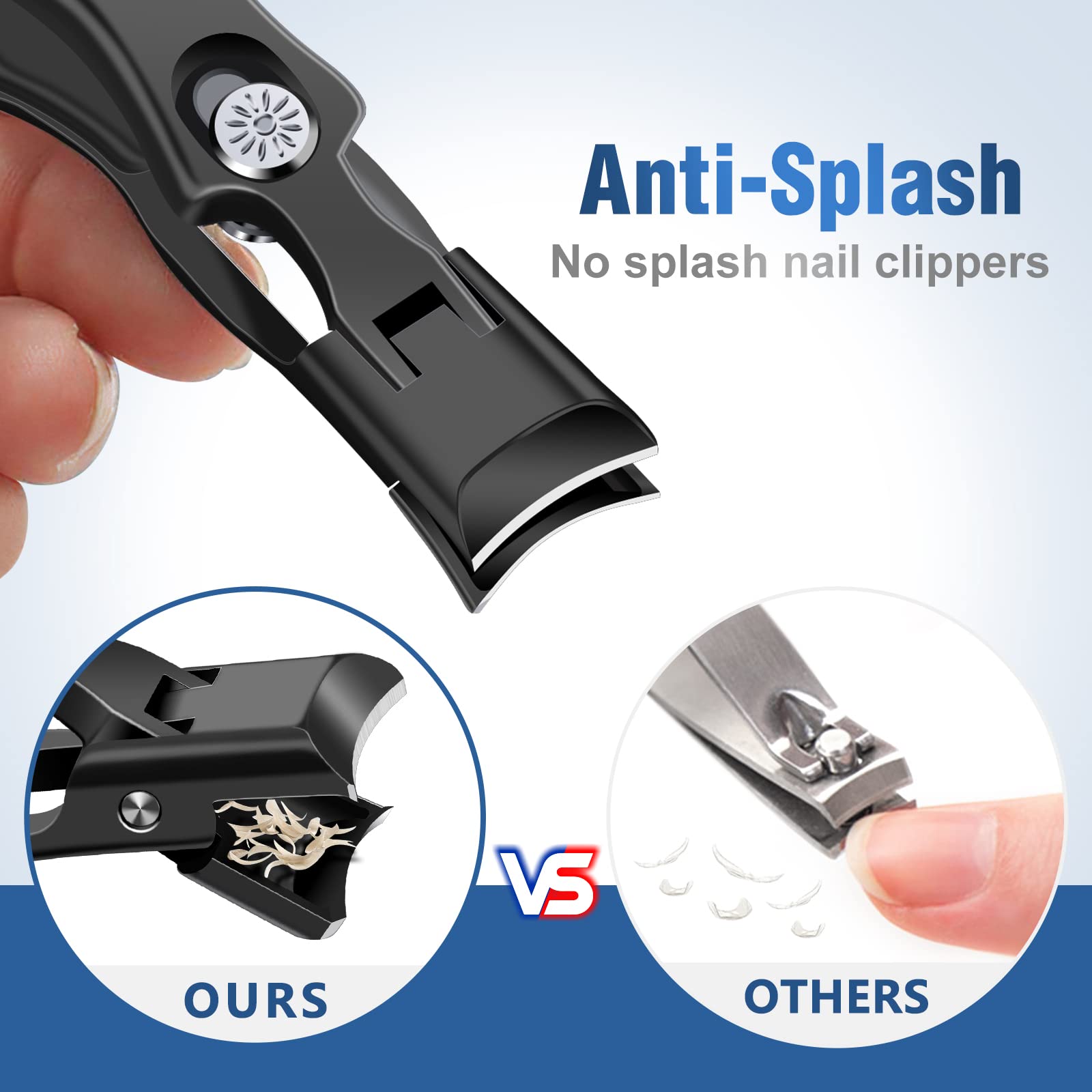 Wide Jaw Toenail Clippers With Catcher - Popular No Splash Nail Clippers For Men Seniors Thick Nails, Anti-Splash Ultra Sharp Me