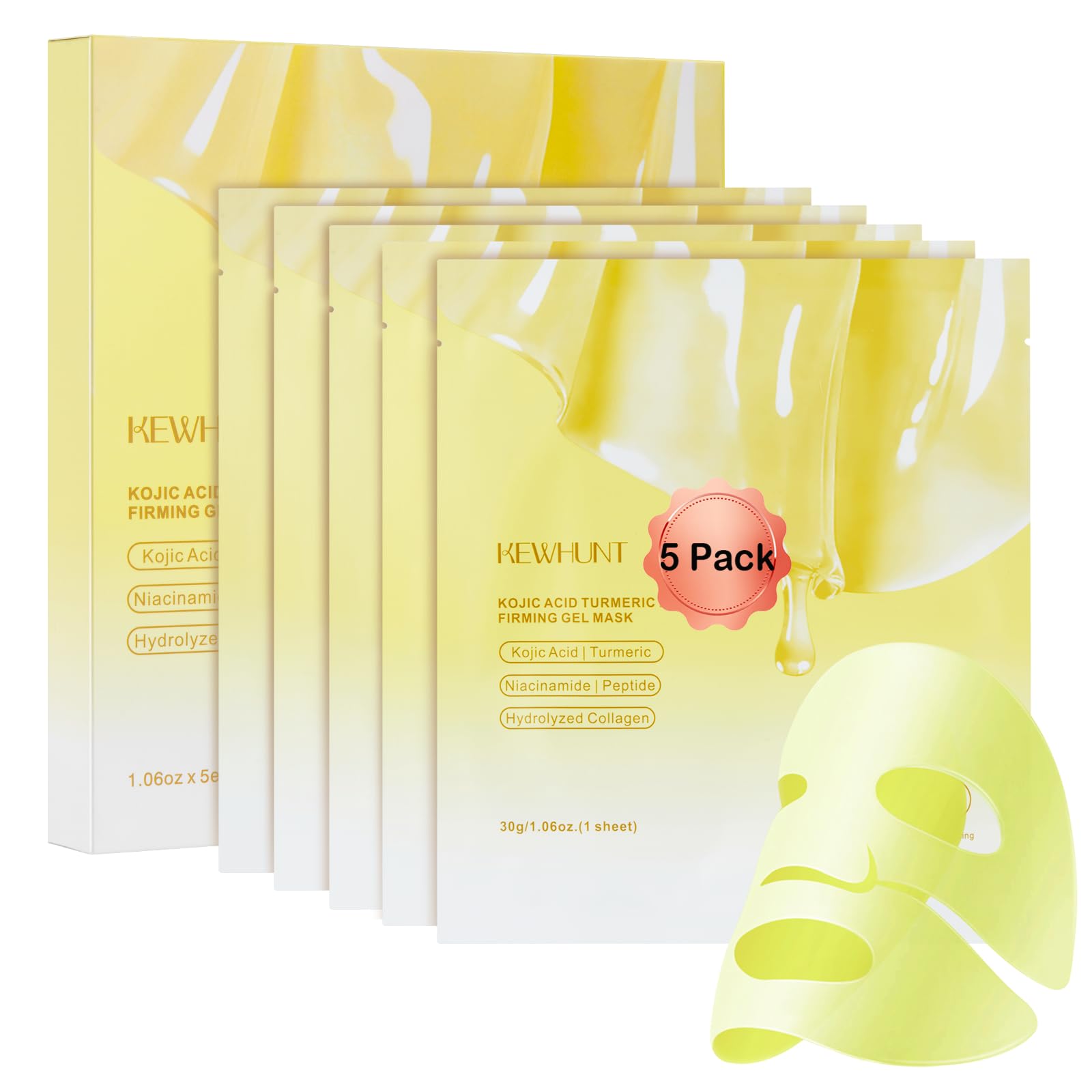 Kewhunt Kojic Acid Turmeric Gel Mask, Overnight Face Mask 5ea