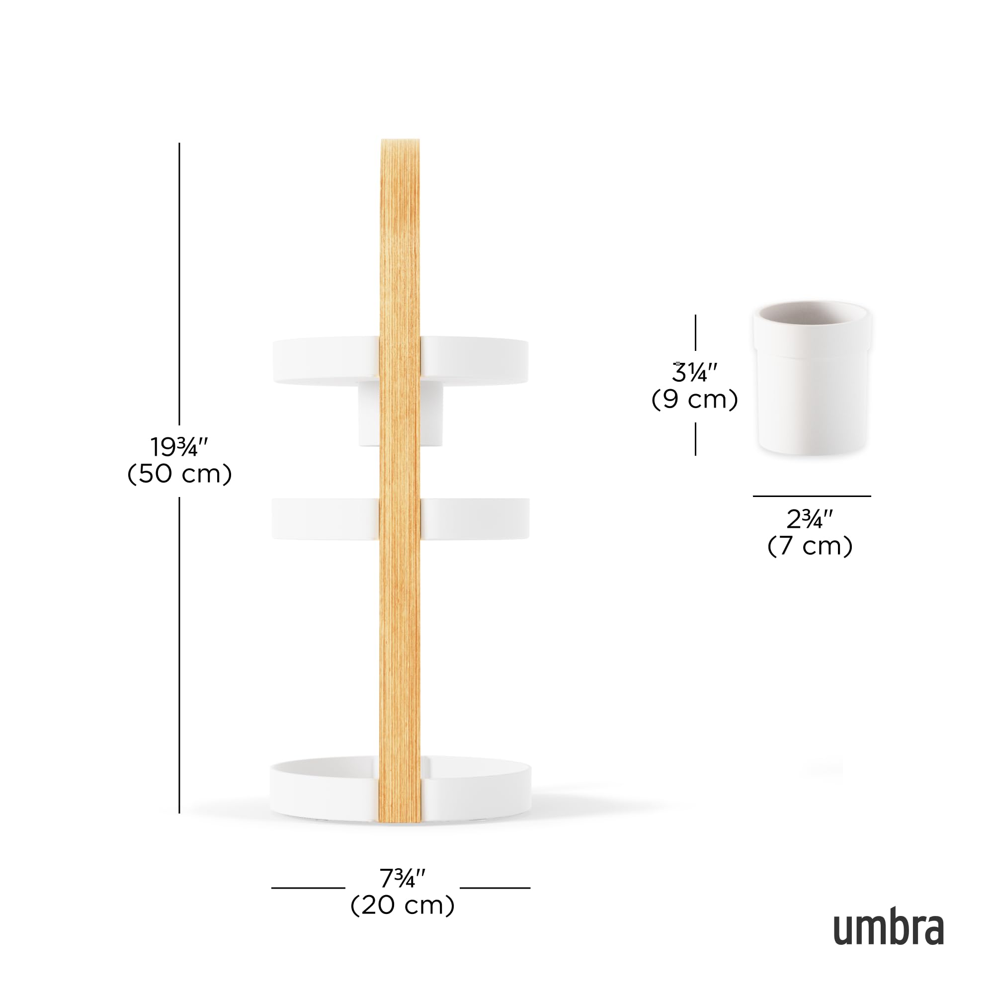 Umbra Bellwood Cosmetic Organizer, (50.2x19.5x19.3cm), White/Natural
