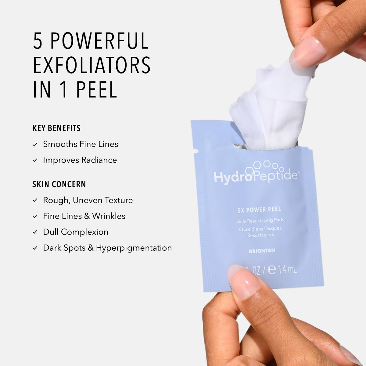 Hydropeptide 5X Power Peel, Daily Resurfacing Pads, Smooth Away Appearance Of Wrinkles And Fine Lines, Better Skin, 4 Ounce