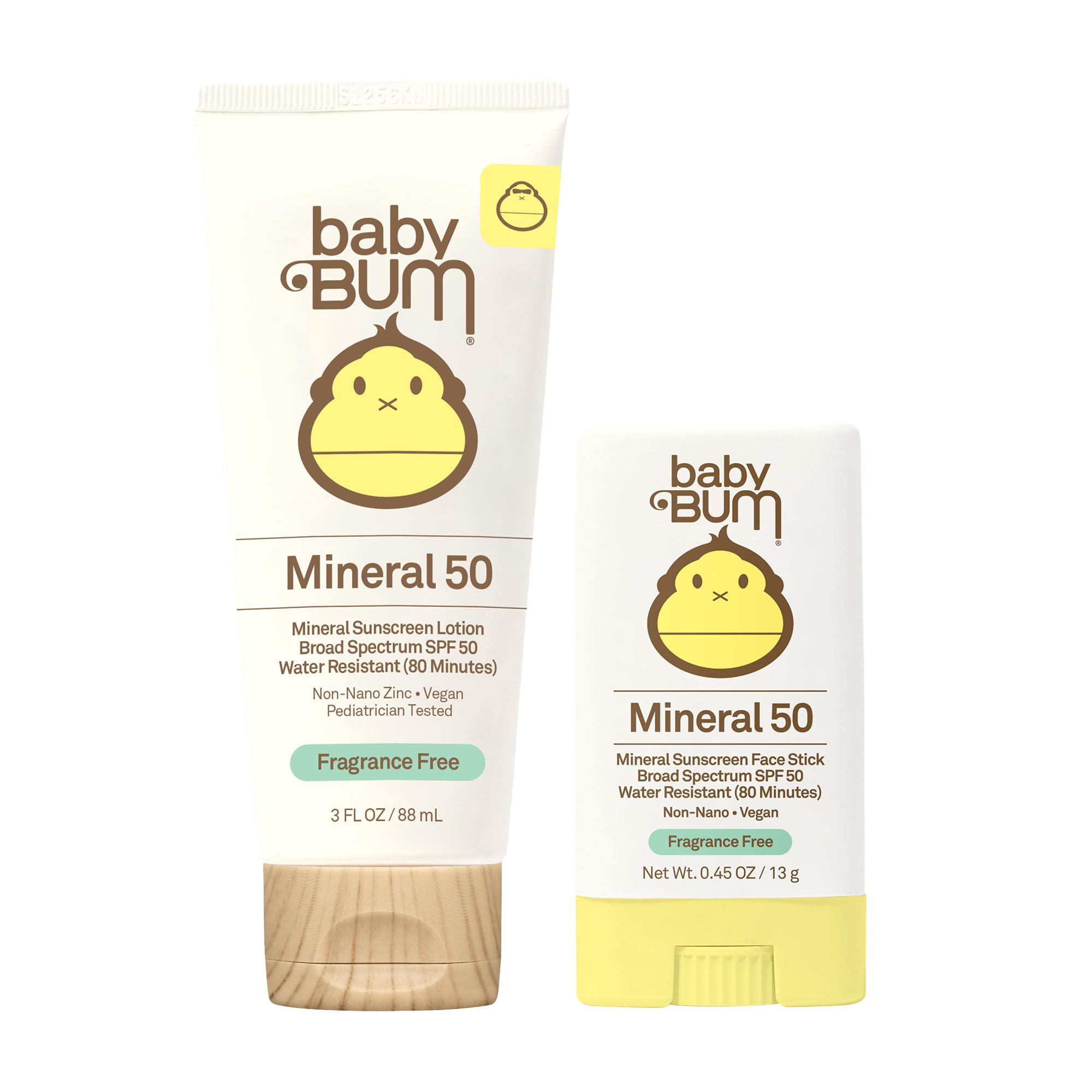 Sun Bum Baby Bum Spf 50 Sunscreen Face Stick and Lotion Mineral Uva/uvb Face and Body Protection for Sensitive Skin Fragrance Fr
