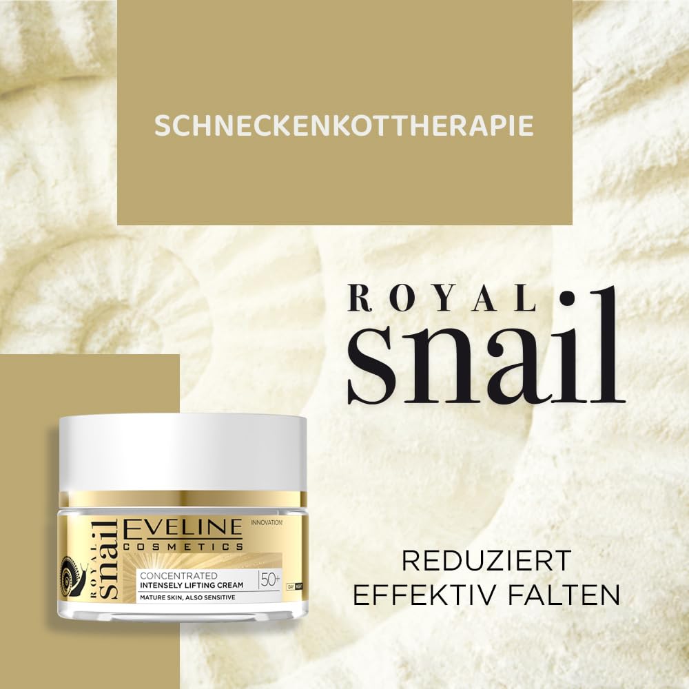 Eveline Cosmetics Royal Snail Mucin Concentrated Lifting Cream 50+ RIGIN Peptides Skin Regeneration