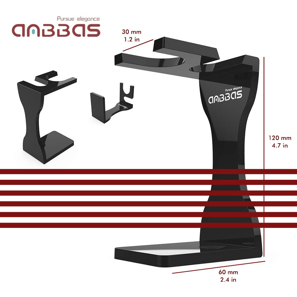 Shaving Set, Anbbas 4In1 Pure Badger Hair Shaving Brush Solid Manchurian Ash Wood Handle,Black Broken-Resistant Acrylic Shaving