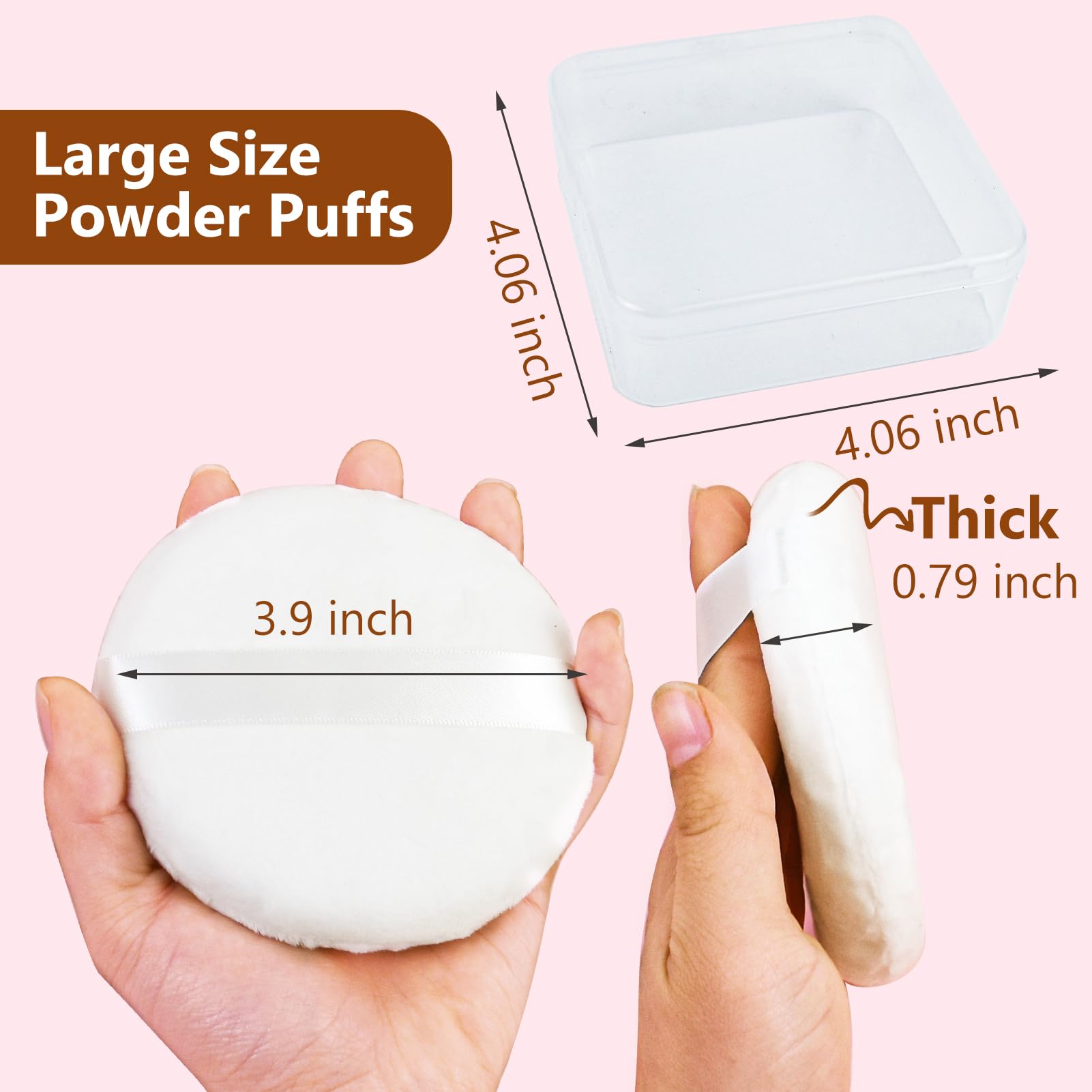 5 Pcs Large Powder Puff, 4.13 Inch Velour Body Powder Puff Round Fluffy Powder Puffs Ultra Soft Body Puff Washable For Loose Bod
