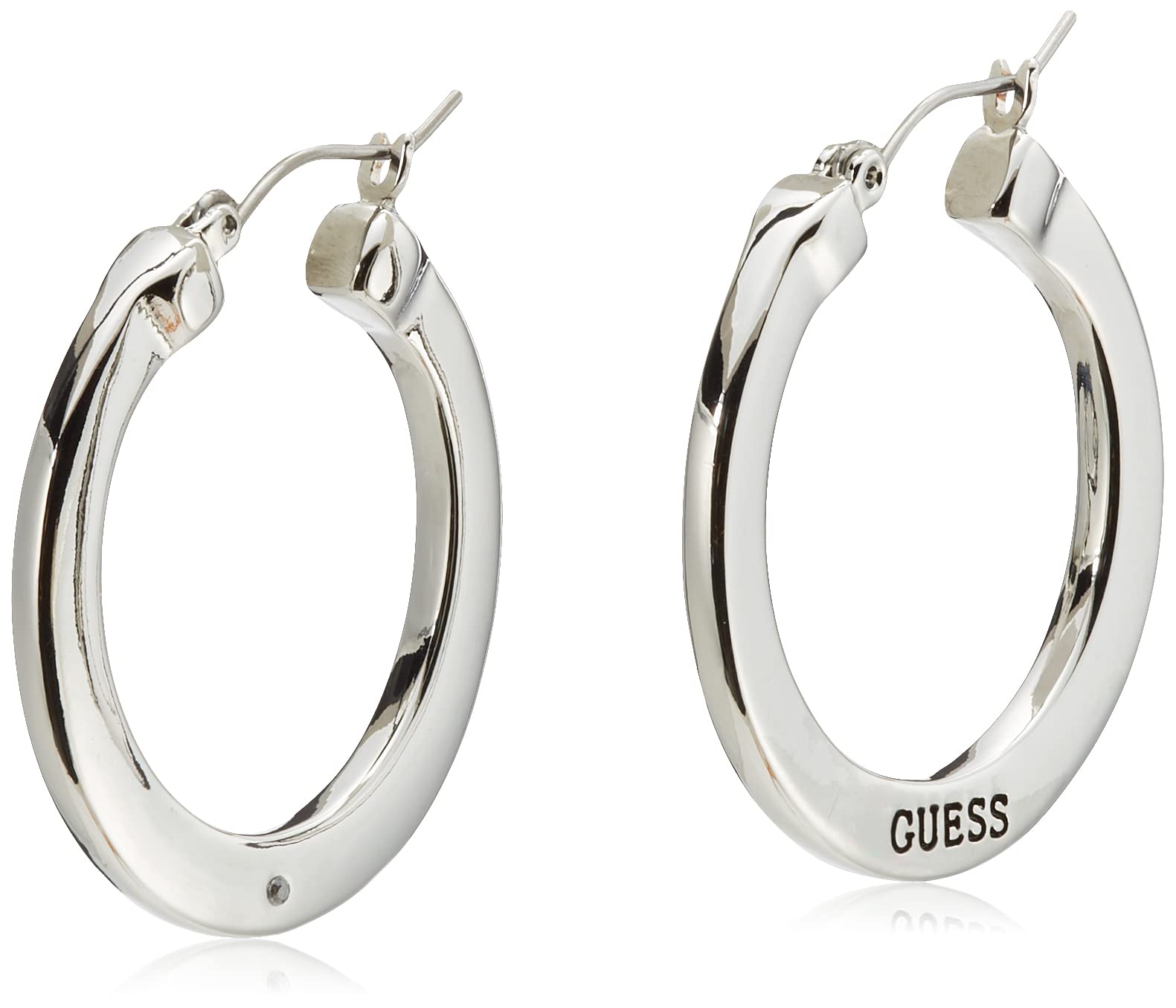 GUESS Basic Silver Logo Small Hoop Earrings