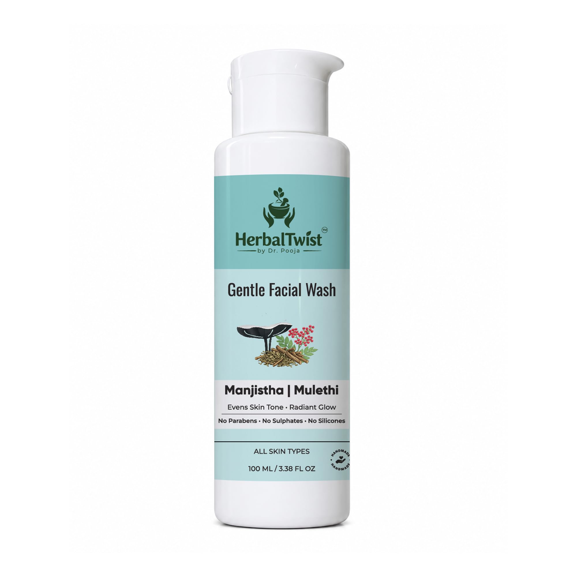 Herbaltwist  By Dr. Pooja | Manjistha & Mulethi Ayurvedic Facial Cleanser | Face Wash | For Glowing Skin, Dark Spots & Pigmenta