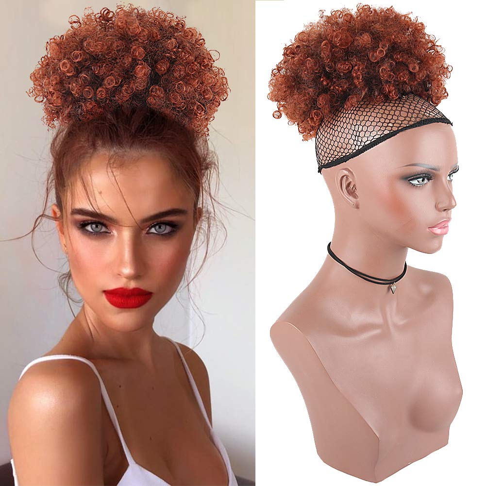 Leosa High Puff Afro Ponytail Drawstring Short Afro Kinky Curly Pony Tail Clip In On Synthetic Curly Hair Bun Made Of Kanekalon