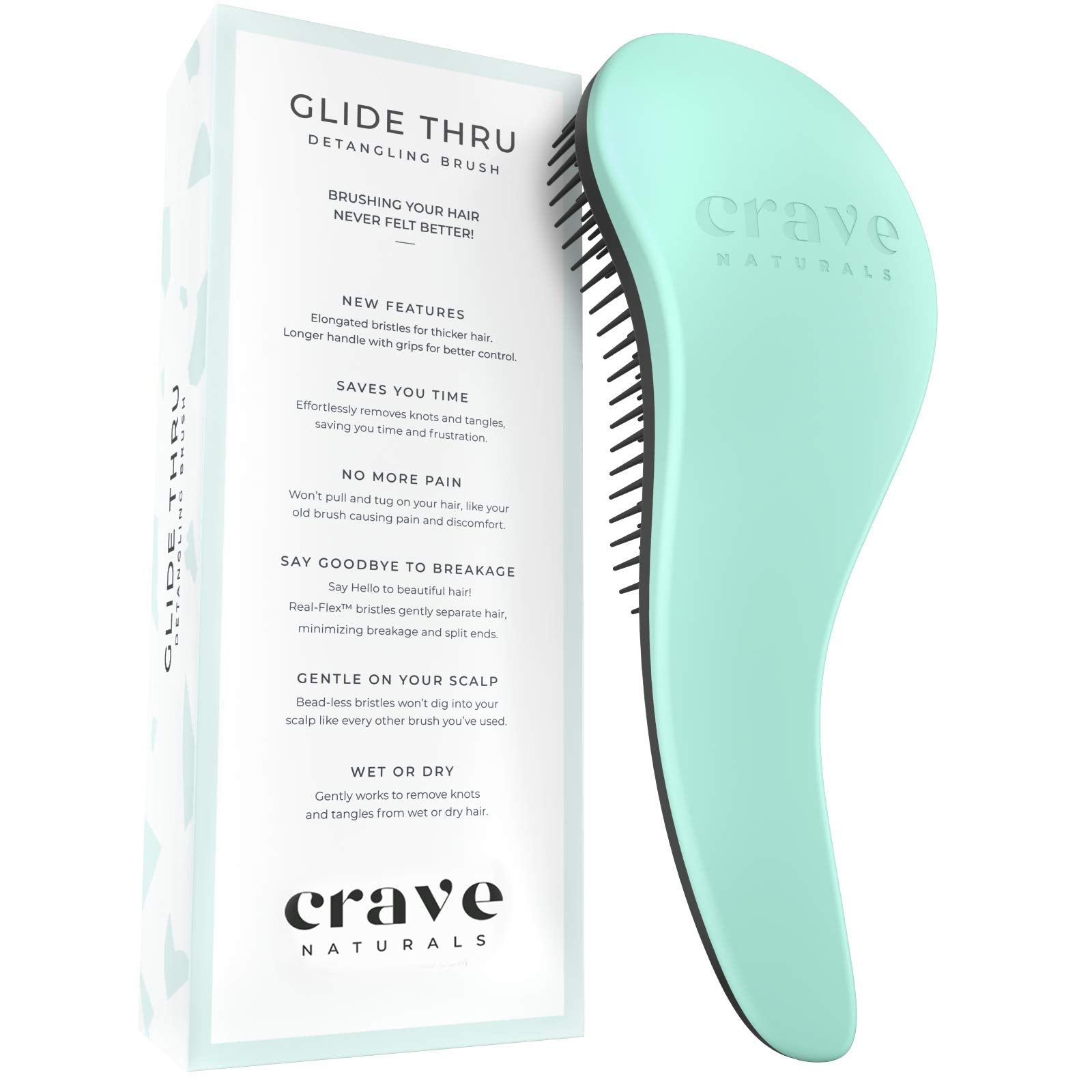 Crave Naturals BIGGIE Glide Thru Detangling Brush - Detangler Hairbrush & Comb for Curly, Natural, Straight, Wet or Dry Hair (MI