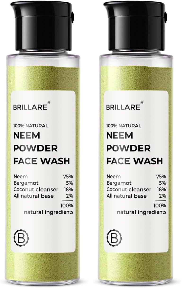 Brillare Neem Powder Face Wash Fights Acne, Pimples & Blemishes 100% Natural & Zero Chemical Face Wash For Men And Women (Pack O