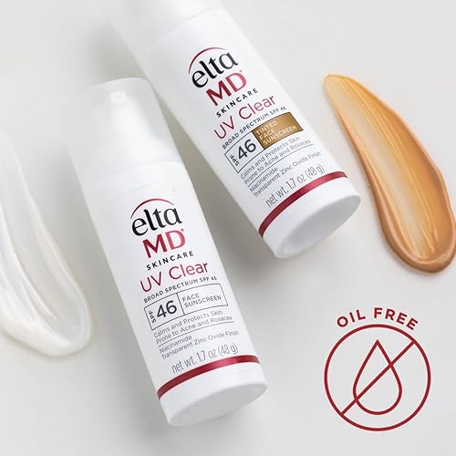Eltamd Uv Clear Tinted Face Sunscreen, Spf 46 Oil Free Sunscreen With Zinc Oxide, Protects And Calms Sensitive Skin And Acne-Pro