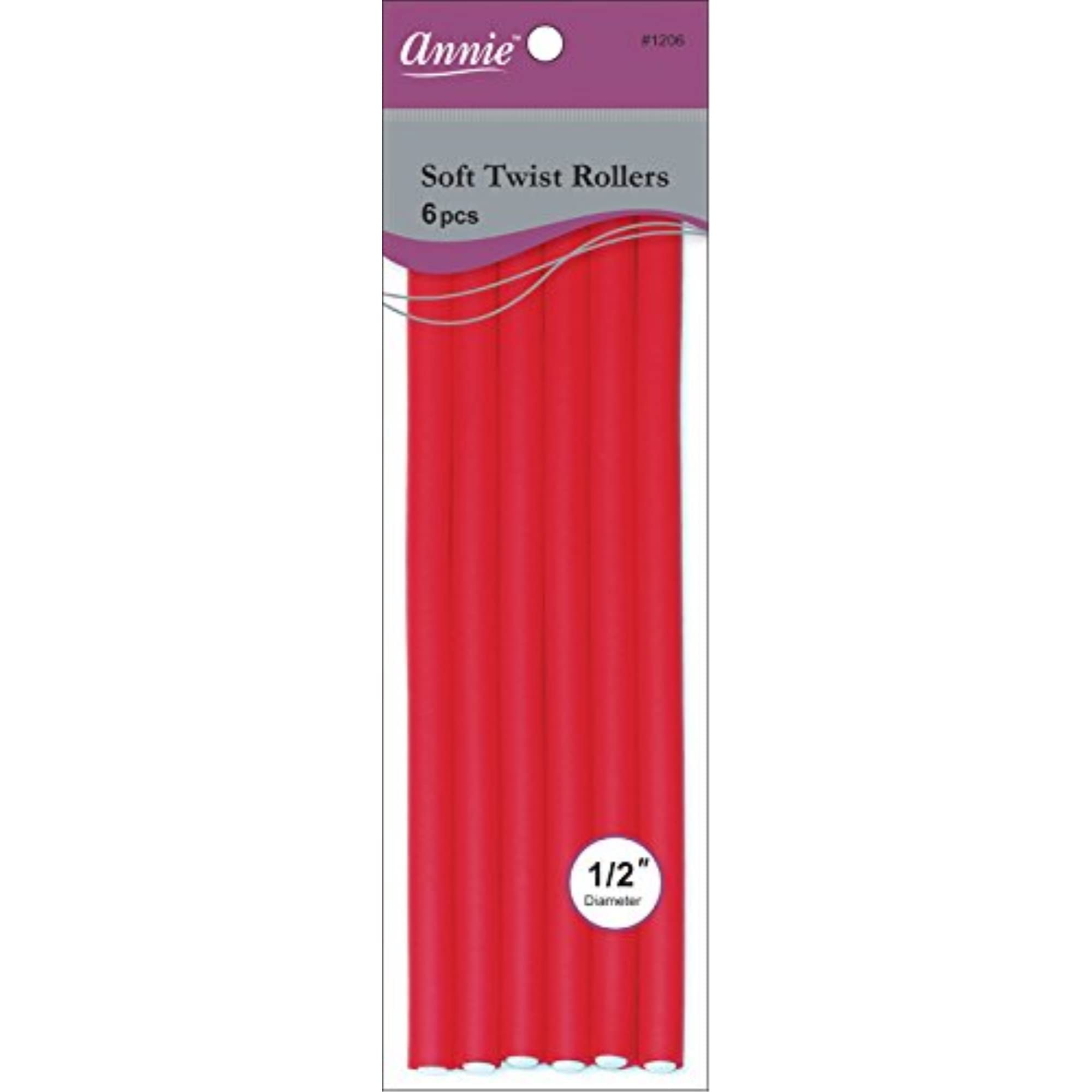 Annie Soft Twist Rollers, Red, 6 Count