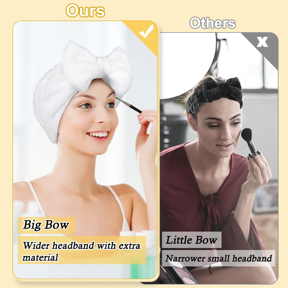 Shintop Skincare Headband, Soft Spa Headband Makeup Headband With Cute Bow Elastic Headband For Washing Face Facial Mask Showers
