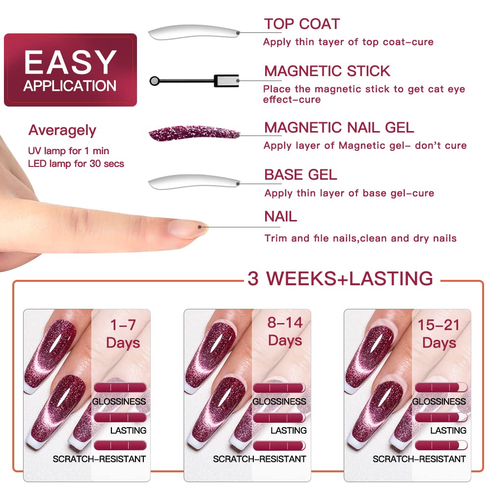 Meet Across Cat Eye Gel Polish Mermaid Glitter Nail Polish Set Soak Off Uv Led Light Magic Gel Nail Polish Kit Manicure Nail Art
