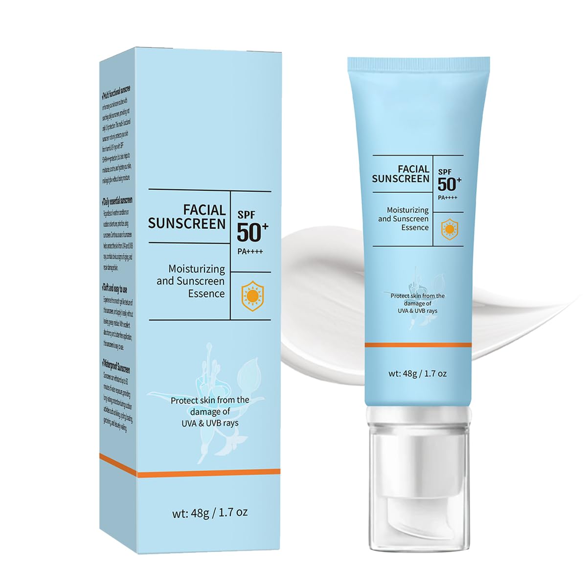 Clear Face Sunscreen SPF 50, 2 in 1 Hydrating SPF 50 Sunscreen - Free & Non-Sticky Travel Size Invisible Face Sunscreens, Broad 