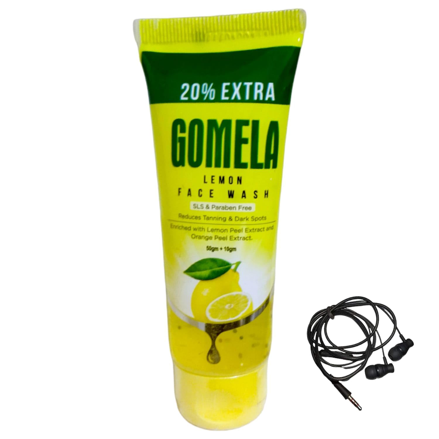 Dhakar Enterprises Gomela Daily Cleansing Glowing Skin Lemon Face Wash 60G Pack Of 2 With Free Ear Phone