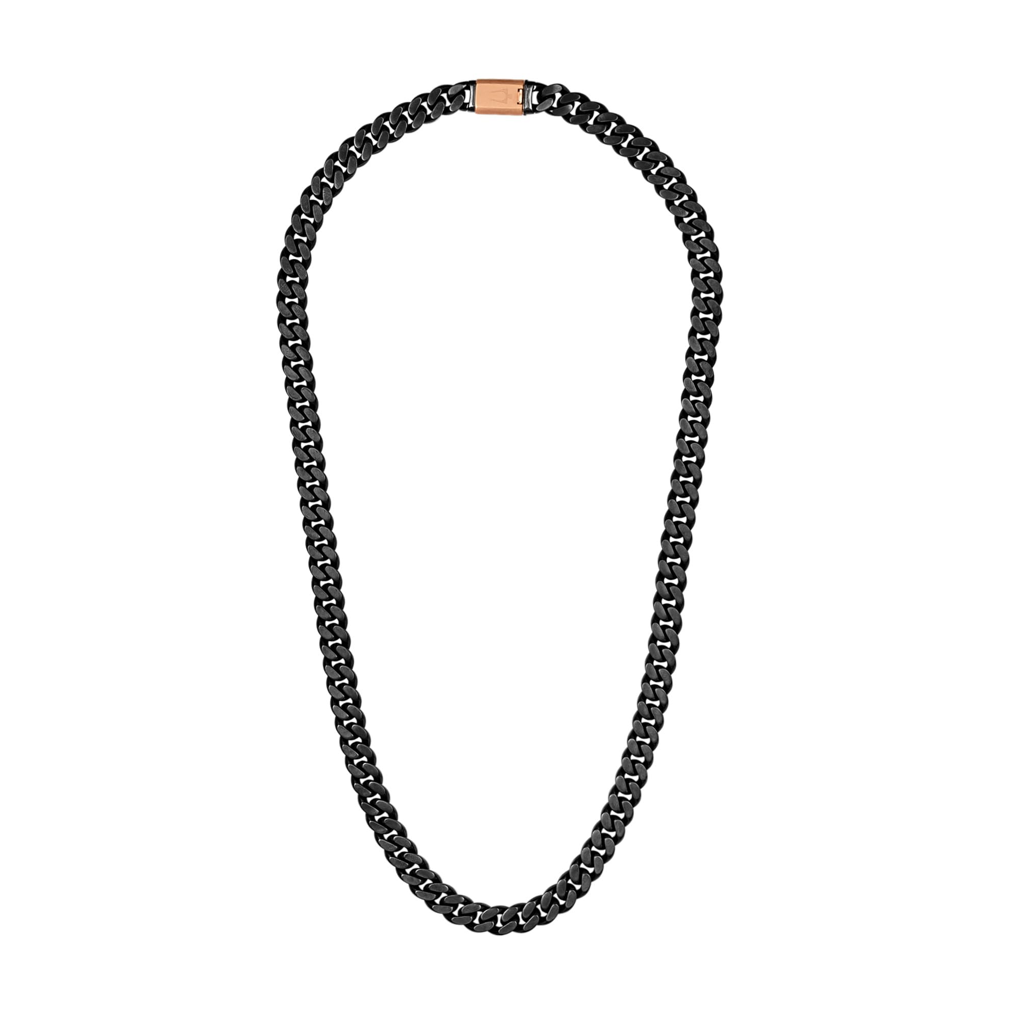 Bulova Jewelry Mens Latin Grammy 10mm Brushed and Polished Gunmetal Curb Chain Stainless Steel Necklace, Length 24 Style:BVC106