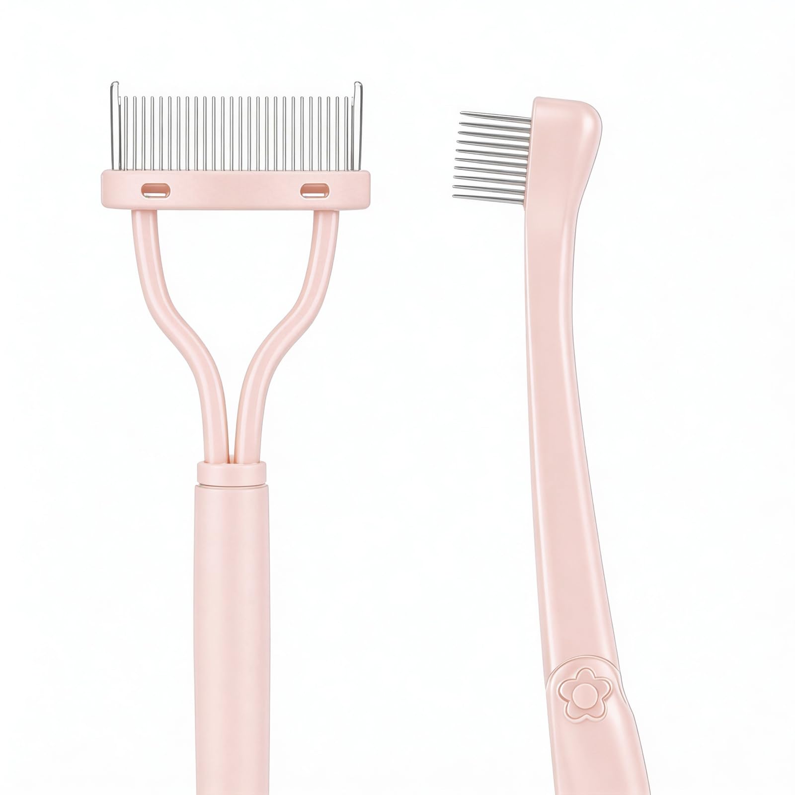 Eyelash Separator Tool 2 Pack, Portable Eyelash Separator Comb, Lash Mascara Comb Separators with Metal Teeth Eyebrow Brush for 