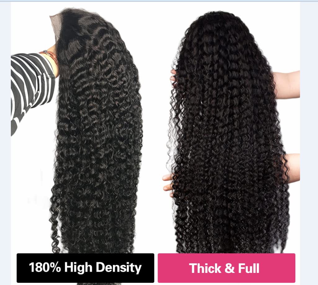 Qangelabeauty 180% Density Deep Wave Lace Front Wigs Human Hair 13X4 Deep Wave Frontal Wig Curly Wigs For Women Pre Plucked With