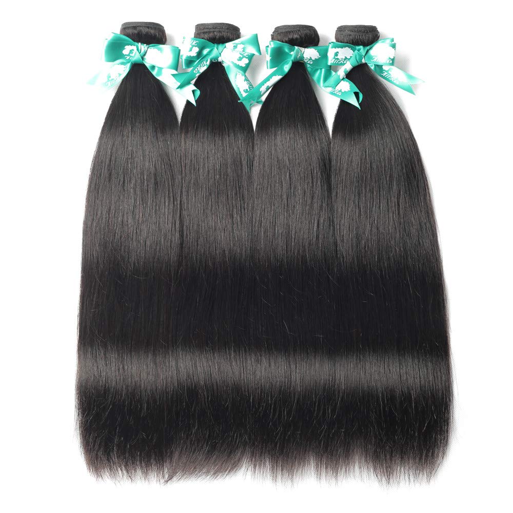 Beauhair Straight Human Hair Bundles 100% Unprocessed Brazilian Straight Virgin Human Hair 4 Bundles Human Hair Extensions Natur