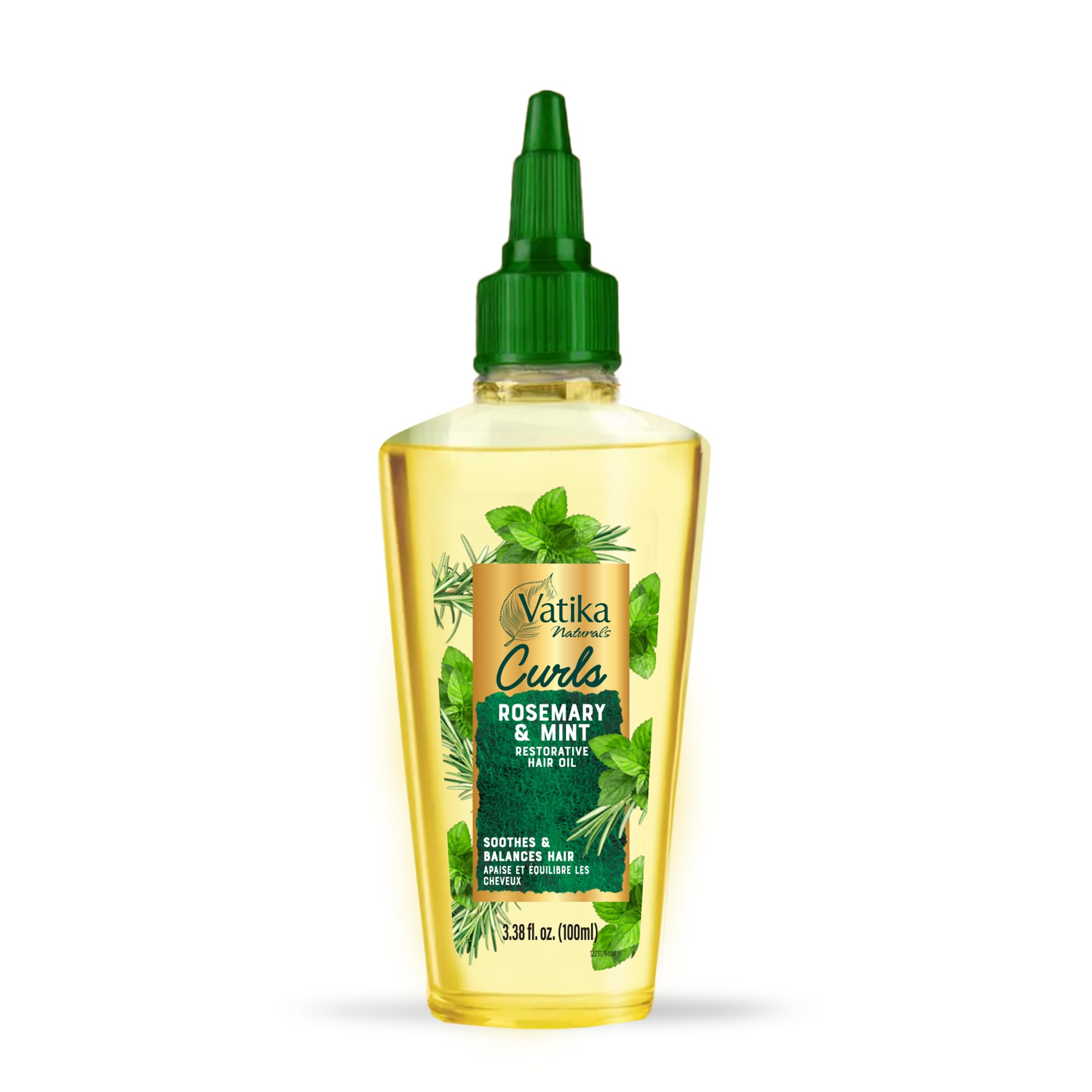 Vatika Curls Rosemary Mint Hair Oil, 100 ml, for Curls, Split Ends, Promotes Hair Growth, Nourishes & Conditions Hair, Prevents 