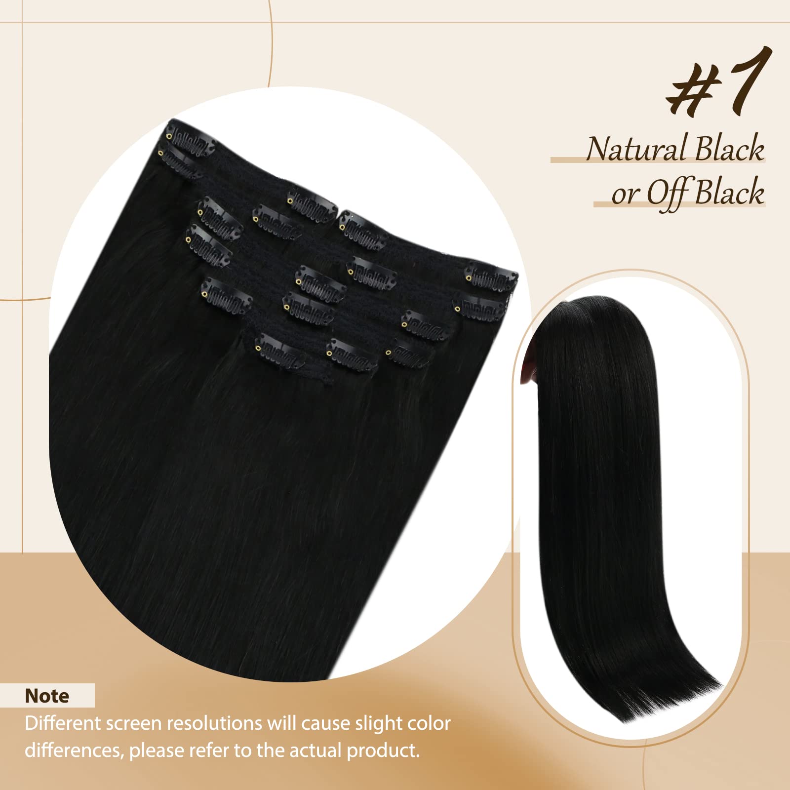 Sunny Black Clip In Hair Extensions Real Human Hair Double Weft Hair Extensions Clip Ins Straight Clip In Real Human Hair Extens