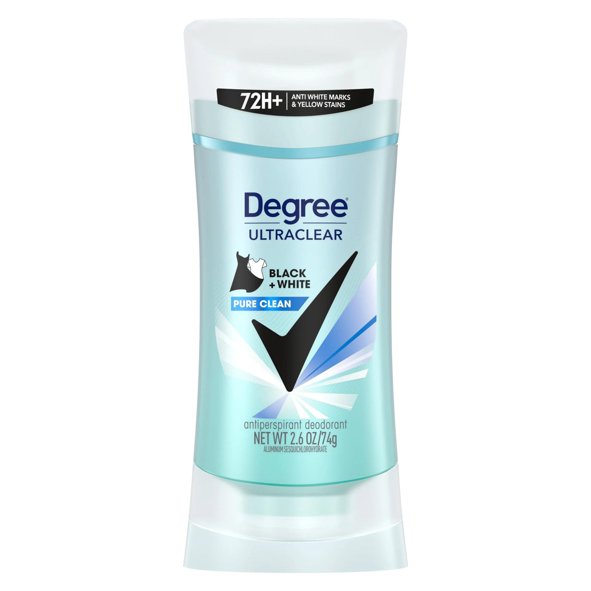 Degree UltraClear Black+White Pure Clean Antiperspirant Deodorant Stick, 2.6 oz (Pack of 12)