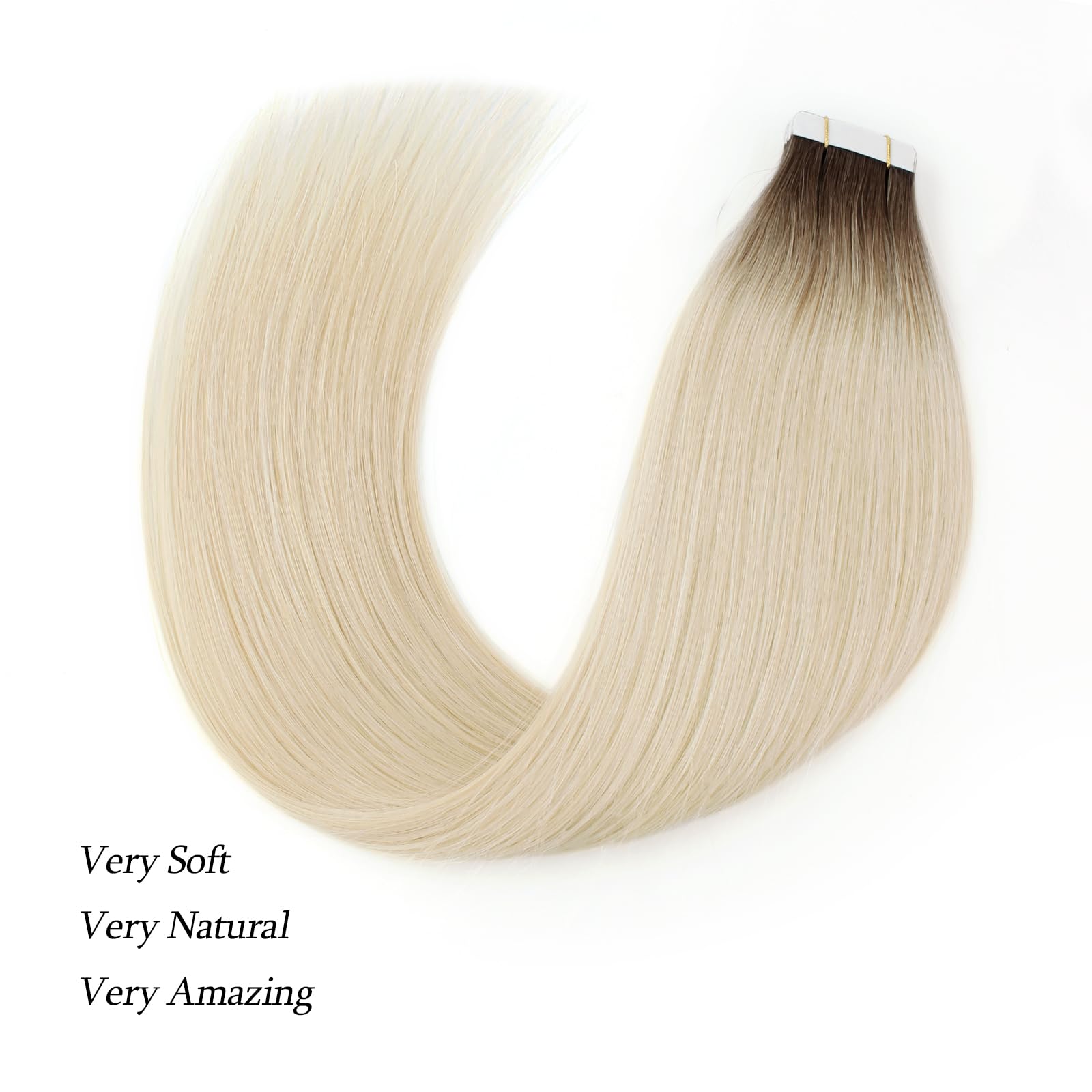 Abh Amazingbeauty Hair Roots Natural Hair Tape Extensions - Invisible Pre Taped Double Sided Remy Human Hair Skin Weft, 20 Piece