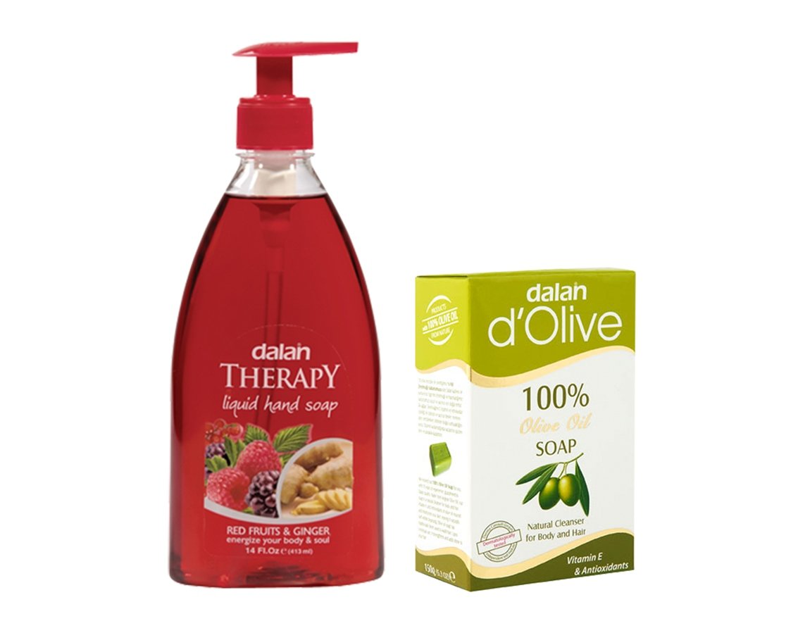 Combo Pack Of Red Fruits & Ginger 400 Ml Exotic International Fragrances In Handwash/Liquid Soap + Dalan DOlive 100% Pure Olive
