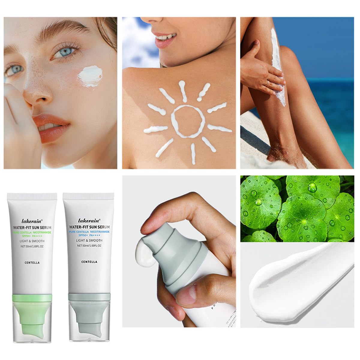Centella Sunscreen SPF 50,Face Sun Screen Long-Lasting Protection,Madagascar Sunscreen, NO White Cast-Dry Oily Skincare,Moisturi