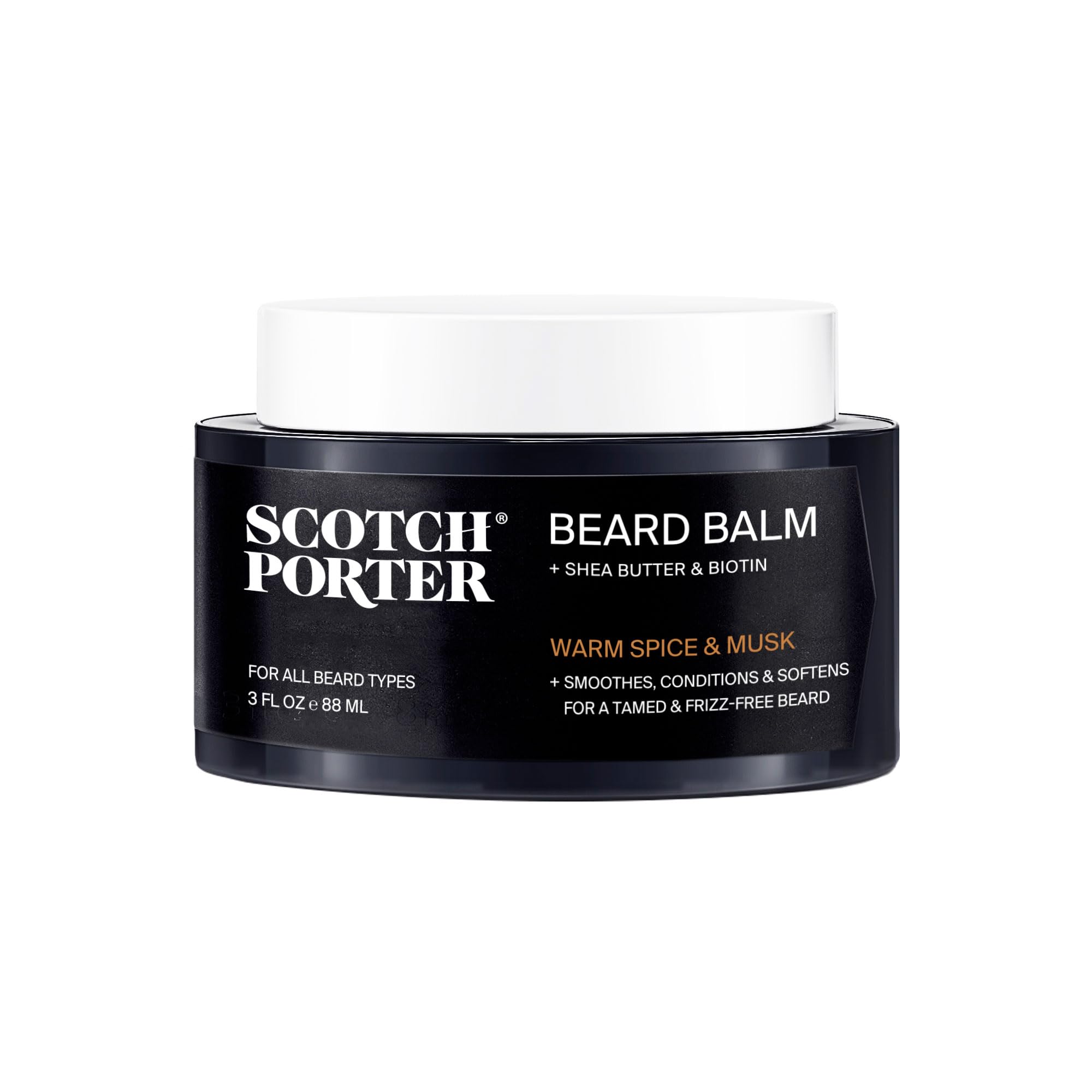 Scotch Porter Conditioning Beard Balm For Men | Hydrates, Smooths, Adds Shine & Tames Flyaway Hair | Free Of Parabens, Sulfates